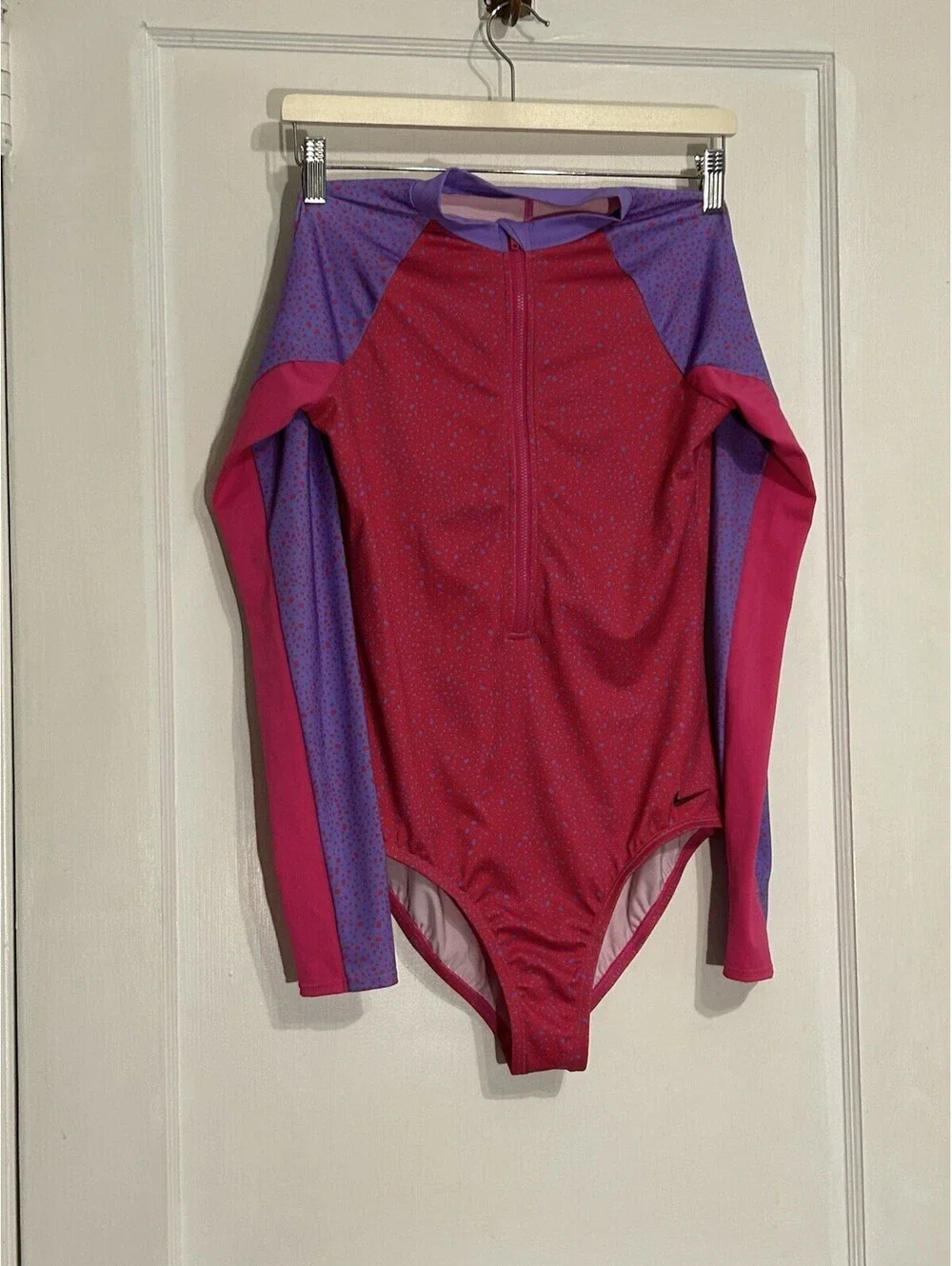 Nike Girls Long Sleeve One-Piece Swimsuit Pink Purple Size XL Modest NWOT